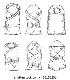 Blanket For Newborns Illustration Sketch, Envelope Newborn, Newborns Bag, Baby Sleeping Bags Set