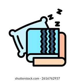 Blanket outline color, mini illustration icon, related to relaxation, spa, wellness and more. Vector EPS 10 for modern concept, print, UI, UX kit, web and app development