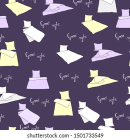 Blanket with pillow pattern. Nursery pattern. Good night wishes. Cover, wrap