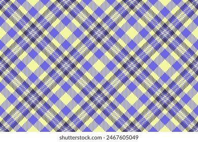 Blanket seamless pattern check, tradition plaid tartan vector. Tile texture fabric textile background in indigo and lime colors.