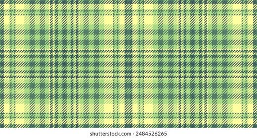 Blanket seamless plaid texture, new york textile check vector. Stripped fabric background tartan pattern in green and yellow colors palette.