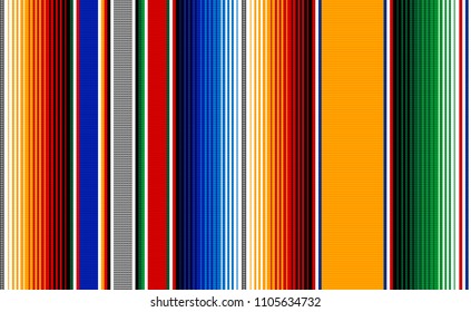 Blanket stripes seamless vector pattern. Background for Cinco de Mayo party decor or ethnic mexican fabric pattern with colorful stripes. Serape design