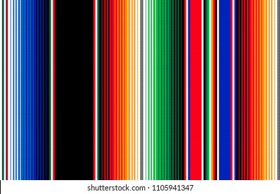 Blanket stripes seamless vector pattern. Background for Cinco de Mayo party decor or ethnic mexican fabric pattern with colorful stripes. Serape design