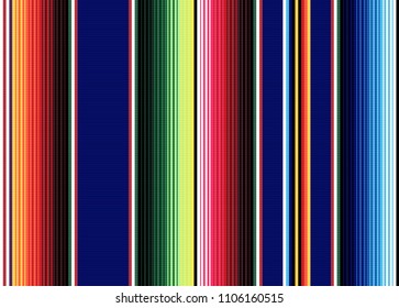 Blanket stripes seamless vector pattern. Background for Cinco de Mayo party decor or ethnic mexican fabric pattern with colorful stripes. Serape design