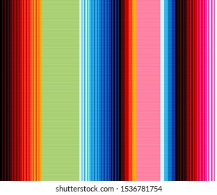 Blanket stripes seamless vector pattern. Background for Cinco de Mayo party decor or ethnic mexican fabric pattern with colorful stripes. Serape design.