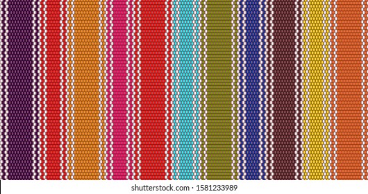 Blanket Streifen nahtlose Vektorillustration Muster. Hintergrund für die Partydekor von Cinco de Mayo oder die ethnisch mexikanischen Stoffmuster mit bunten Streifen. Serape-Design