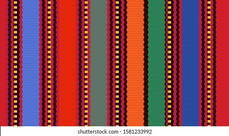 Blanket Streifen nahtlose Vektormuster. Hintergrund für die Partydekor von Cinco de Mayo oder die ethnisch mexikanischen Stoffmuster mit bunten Streifen. Serape-Design