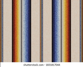 Blanket stripes seamless vector pattern. Background for Cinco de Mayo party decor or ethnic mexican fabric pattern with colorful stripes. Serape design