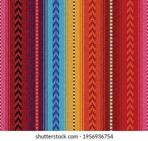 Blanket stripes seamless vector pattern. Background for Cinco de Mayo party decor or ethnic mexican fabric pattern with colorful stripes. Serape design