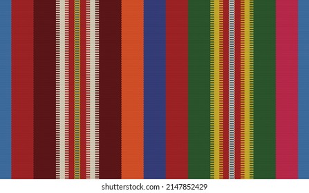 Blanket stripes seamless vector pattern. Background for Cinco de Mayo party decor or ethnic mexican fabric pattern with colorful stripes. Serape design.