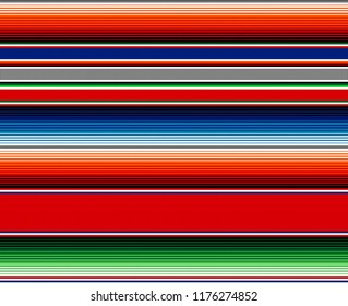 Blanket stripes vector pattern. Background for Cinco de Mayo party decor or ethnic mexican fabric pattern with colorful stripes. Serape design