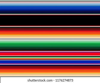 Blanket stripes vector pattern. Background for Cinco de Mayo party decor or ethnic mexican fabric pattern with colorful stripes. Serape design