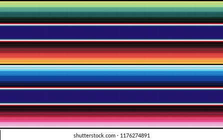 Blanket stripes vector pattern. Background for Cinco de Mayo party decor or ethnic mexican fabric pattern with colorful stripes. Serape design