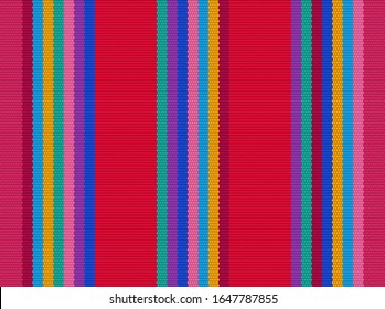 Blanket stripes vector pattern. Background for Cinco de Mayo party decor or ethnic mexican fabric pattern with colorful stripes. Serape design