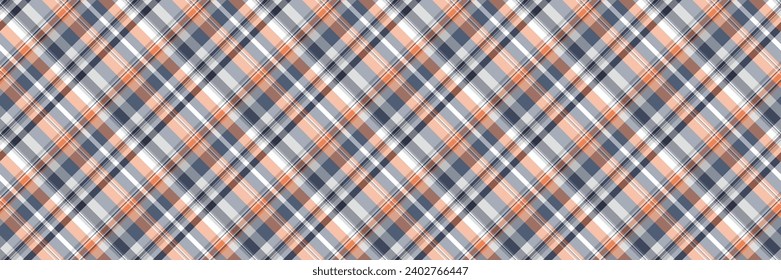 Fondo de tela textil de manta, vector de textura inagotable. Patrón de revisión de manchas negras en color pastel y naranja.