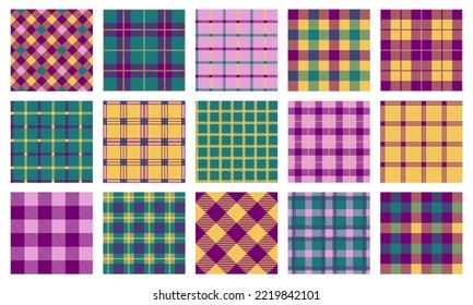 Blanket texture. Seamless geometric pattern of traditional tartan plaid fabric, rustic stripe repeating background. Vector fabric print. Checkered cloth for clothing as skirts, dresses