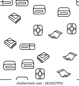 Blanket And Towel Vector Seamless Pattern Thin Line Illustration