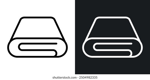 blanket vector icon set black and white filled and outlined style.