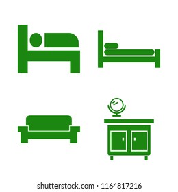 blanket vector icons set. with bed, mirror nightstand and sofa in set