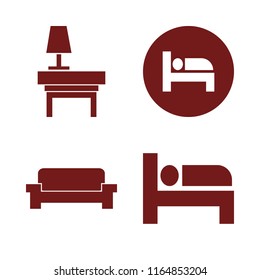 blanket vector icons set. with sofa, bed and lamp nightstand in set