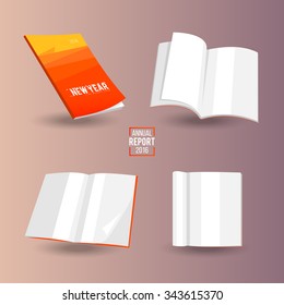 Blanks magazines template on color background with soft shadows. Ready for your design. Vector illustration. EPS10.