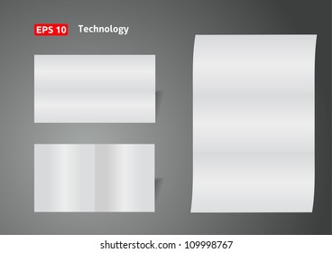 Blanks paper. Folded on gray background with shadow.