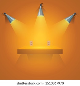 Blanks storefront with orange background and spotlight.