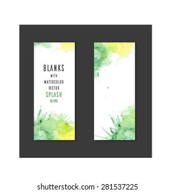 Blanks with watercolor splashes for your creativity