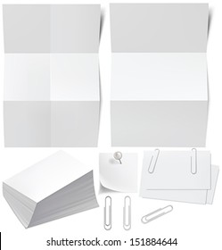 Blanks white paper, business cards, a stack of business cards, p