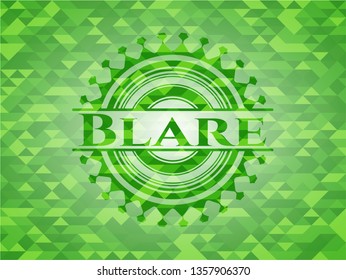 Blare green emblem. Mosaic background