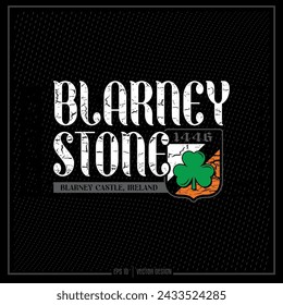 Blarney Stone, Vintage Irish Emblem, St. Patrick's Day, Clover, Shamrock, Ireland, Irish