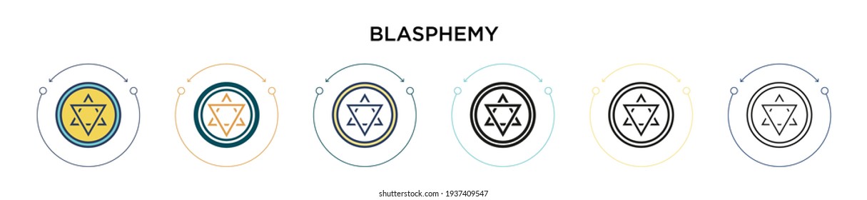 Blasphemy icon in filled, thin line, outline and stroke style. Vector illustration of two colored and black blasphemy vector icons designs can be used for mobile, ui, web