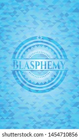 Blasphemy light blue emblem. Mosaic background