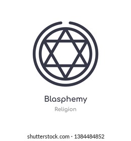 blasphemy outline icon. isolated line vector illustration from religion collection. editable thin stroke blasphemy icon on white background