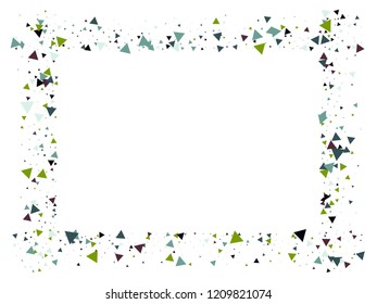 Blast, Broken Glass Memphis Vector Frame. Explosion, Triangle Flying Particles Grunge Border Design. Burst Moving Vortex Particles, Exploding Glass Frame. Shattered Fragments Dynamic Modern Background