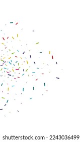 Blast Circle Abstract Vector White Background. Invitation Round Banner. Festival Rain Postcard. Rainbow Confetti Flying Pattern.