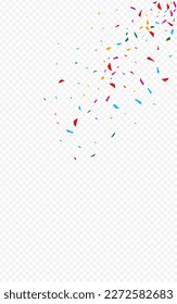 Blast Confetti Festival Vector Transparent Background. Flying Rain Texture. Transparent Splash Illustration. Party Round Independence Pattern.