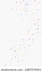 Blast Confetti Top Vector Transparent Background. Carnival Rain Postcard. Festival Polka Wallpaper. Happy Circle Carnaval Backdrop.