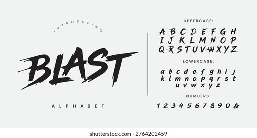 Blast creative geometric modern urban alphabet font. Digital abstract futuristic, fashion, sport, minimal technology typography. Simple numeric vector illustration