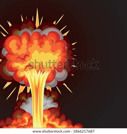 blast with fire clouds of orange color on a black background vector illustration design