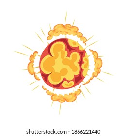 blast in form of circle with clouds of yellow color around him vector illustration design