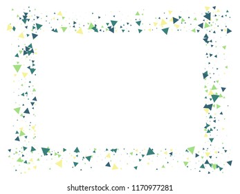 Blast Glass Shatter Memphis Vector Frame. Triangle Fragmentation Particles Explosion Border Design. Breakage Fast Moving Fragments Exploding Glass Frame. Shattered Fragments Dynamic Cool Background