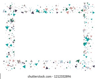 Blast Glass Shatter Memphis Vector Frame. Explosion, Triangle Flying Particles Grunge Border Design. Burst Moving Vortex Particles, Exploding Glass Frame. Shattered Fragments Dynamic Modern Background