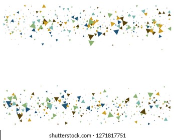 Blast Glass Shatter Memphis Vector Frame. Triangle Fragmentation Particles Explosion Border Design. Breakage Fast Moving Fragments Exploding Glass Frame. Shattered Textured Dynamic Modern Background.