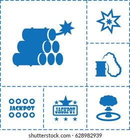 Blast icon. set of 6 blast filled icons such as Jackpot, dynamite, explosion