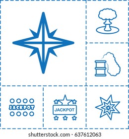 Blast icon. set of 6 blast outline icons such as jackpot, explosion