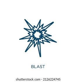 icono de explosión. Icono de contorno lineal delgado aislado en fondo blanco. Signo de explosión de vector de línea, símbolo para web y móvil