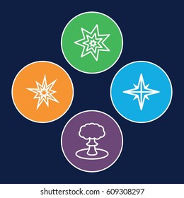 Blast icons set. set of 4 blast outline icons such as explosion