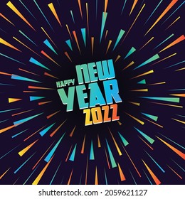 Blast of Minimal Colorful Gradient Fireworks Reveals Happy New Year 2022 Abstract Background