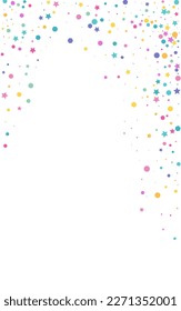 Blast Polka Carnival Vector White Background. Flying Dust Backdrop. Carnaval Confetti Illustration. Celebrate Splash Christmas Pattern.